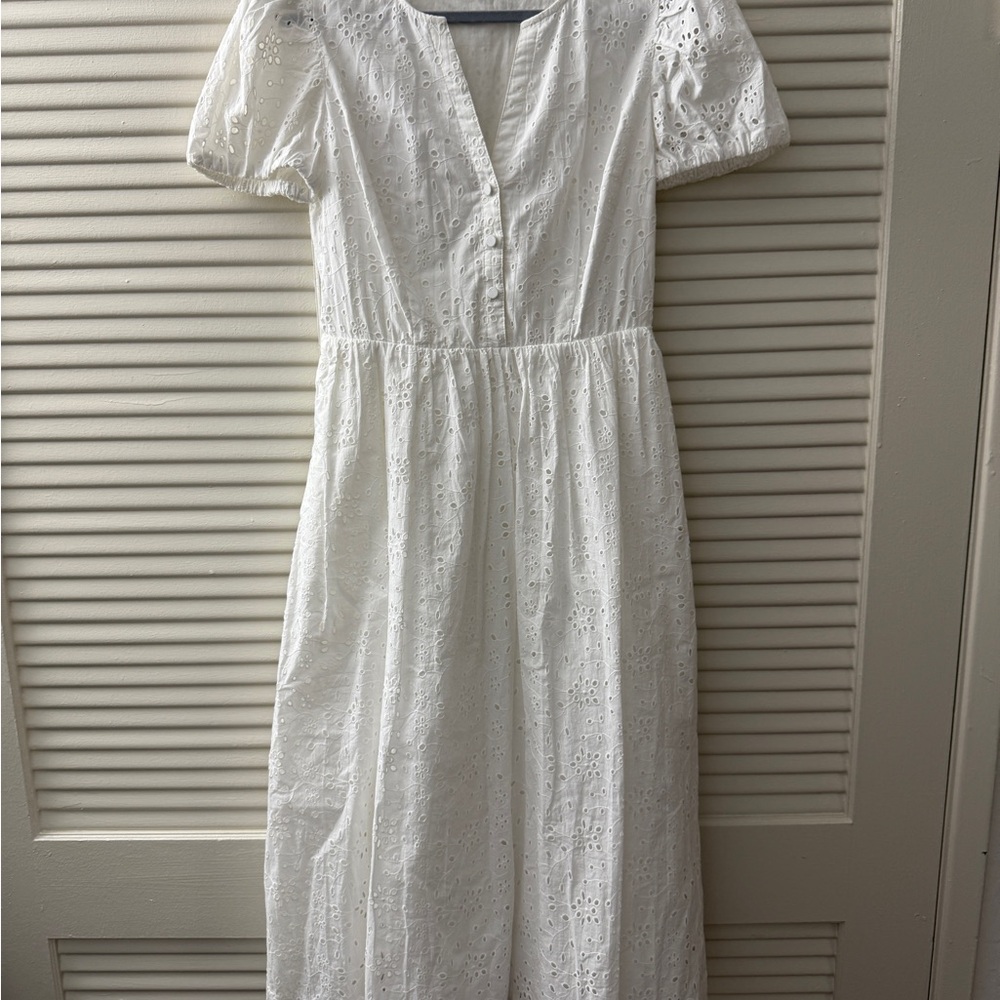 J. Crew Ivory Eyelet Midi Dress